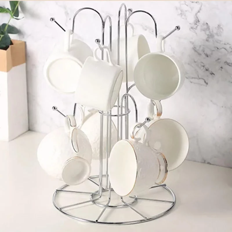 Égouttoir Vaisselle Design en Métal à 8 Crochets pour Tasses
