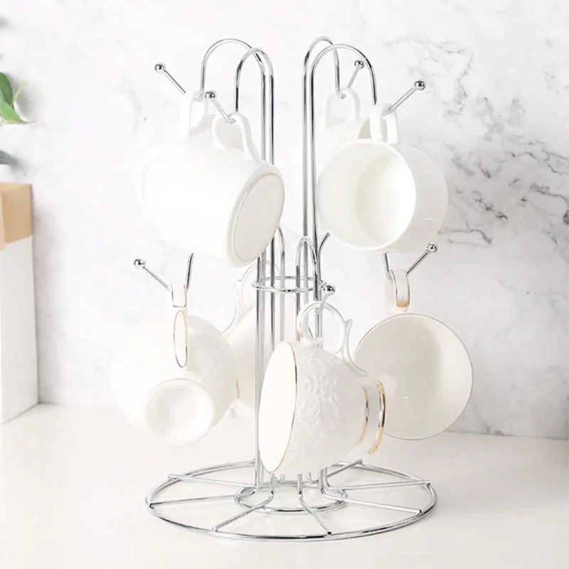 Égouttoir Vaisselle Design en Métal à 8 Crochets pour Tasses