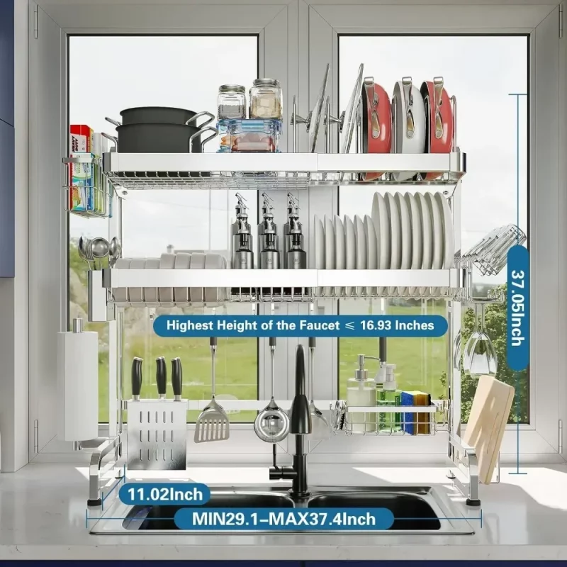 Égouttoir Vaisselle Inox Professionnel Multifonction 3 Étages – Image 2